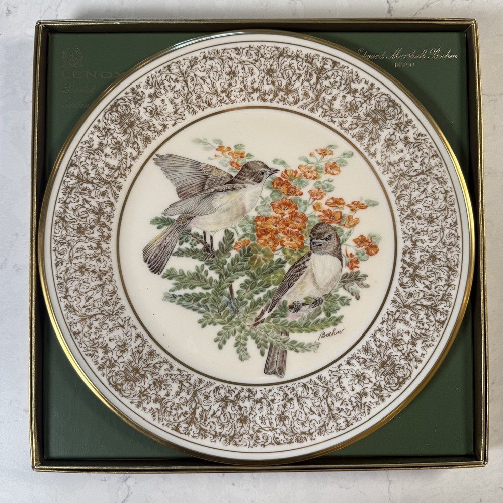 Lenox Limited Edition Edward Marshall Boehm Birds 1981 Eastern Phoebe Plate Mint